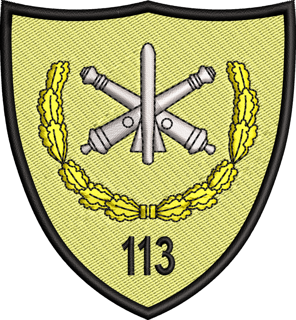 ECUSON / EMBLEMA BATALIONUL 113 ARTILERIE „BARAGANUL” – ecuson desert